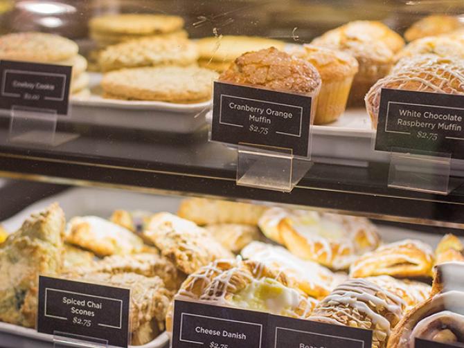 Julian's Cafe offers coffee, breakfast sandwiches and other fresh pastries.