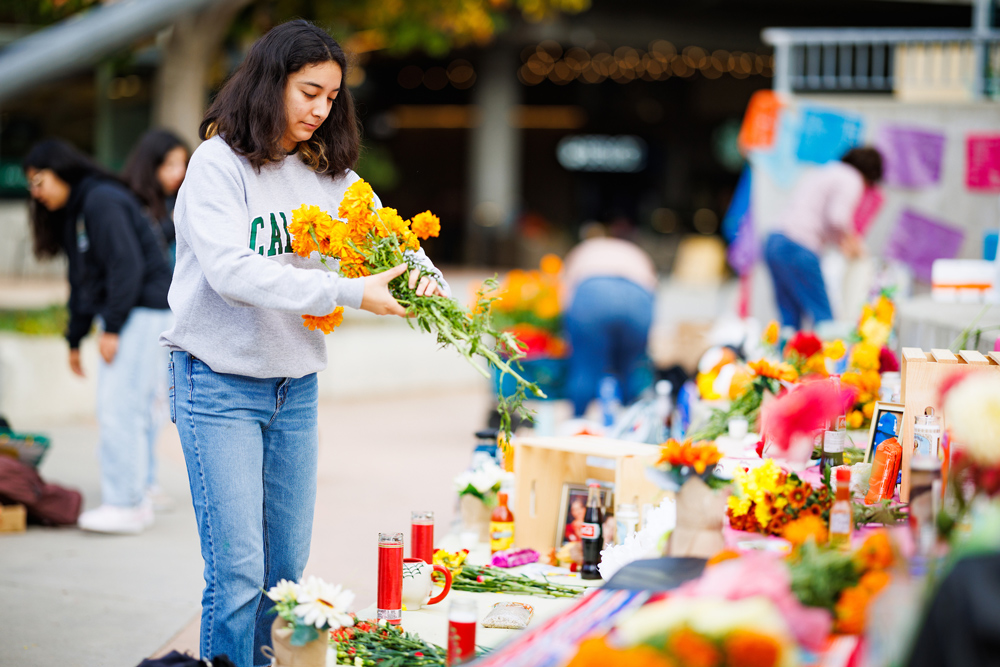 To celebrate Día de los Muertos on November 1, students created ofrendas in UU Plaza for loved ones who have passed away.