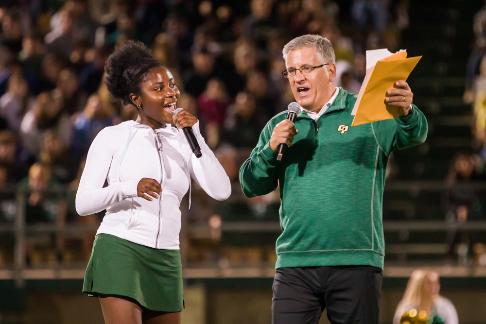 ASI President Gracie Babatola and Cal Poly President Jeffrey D. Armstrong officially welcomed students.