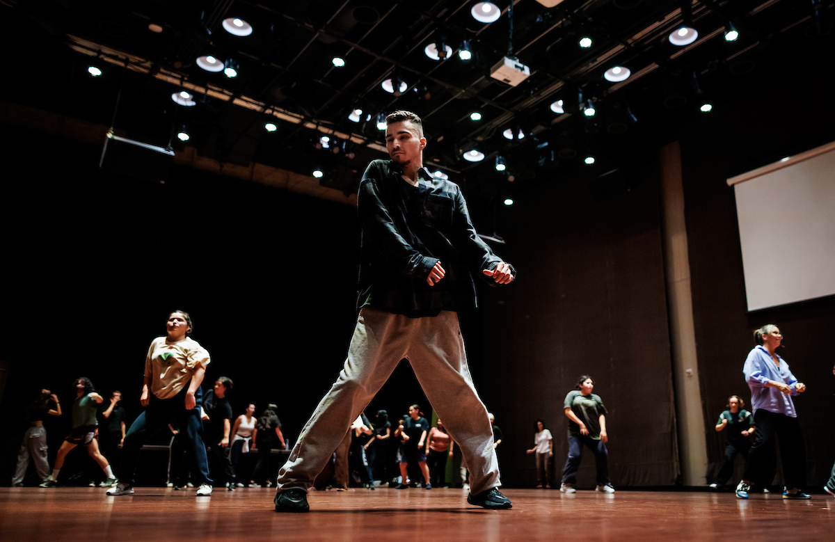 Students dance during a free hip-hop masterclass hosted by the Theatre and Dance Department. The class featured Larry Southall, who teaches hip-hop at the University of Colorado Boulder, the Longmont Dance Theatre and Cleo Parker Robinson Dance School in Colorado.