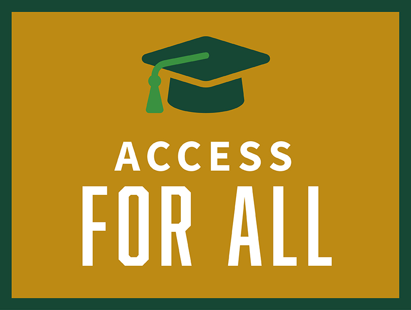 Access for all with graphic of a graduation cap 
