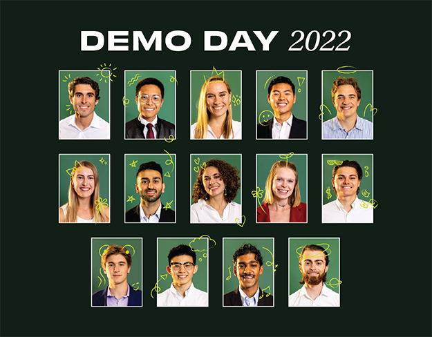 Demo Day 2022 with photos of students participating in the event.