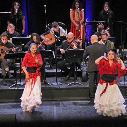 Dancers and musicians perform during a previous Arab Music Ensemble concert