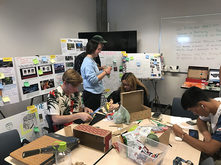 Honors students work on a project creating spaces of belonging on campus.