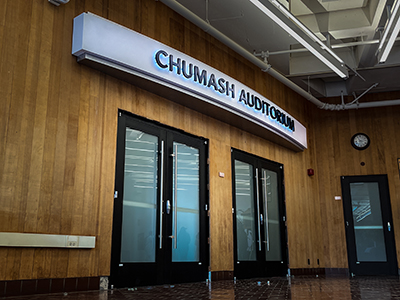 An entrance to Chumash Auditorium