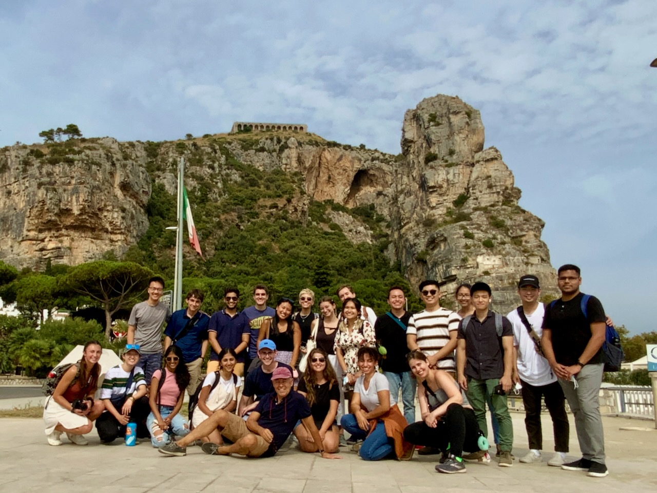 Architecture students on a global program in Rome lead by Professor Tom Rankin in fall 2022 pose for a photo