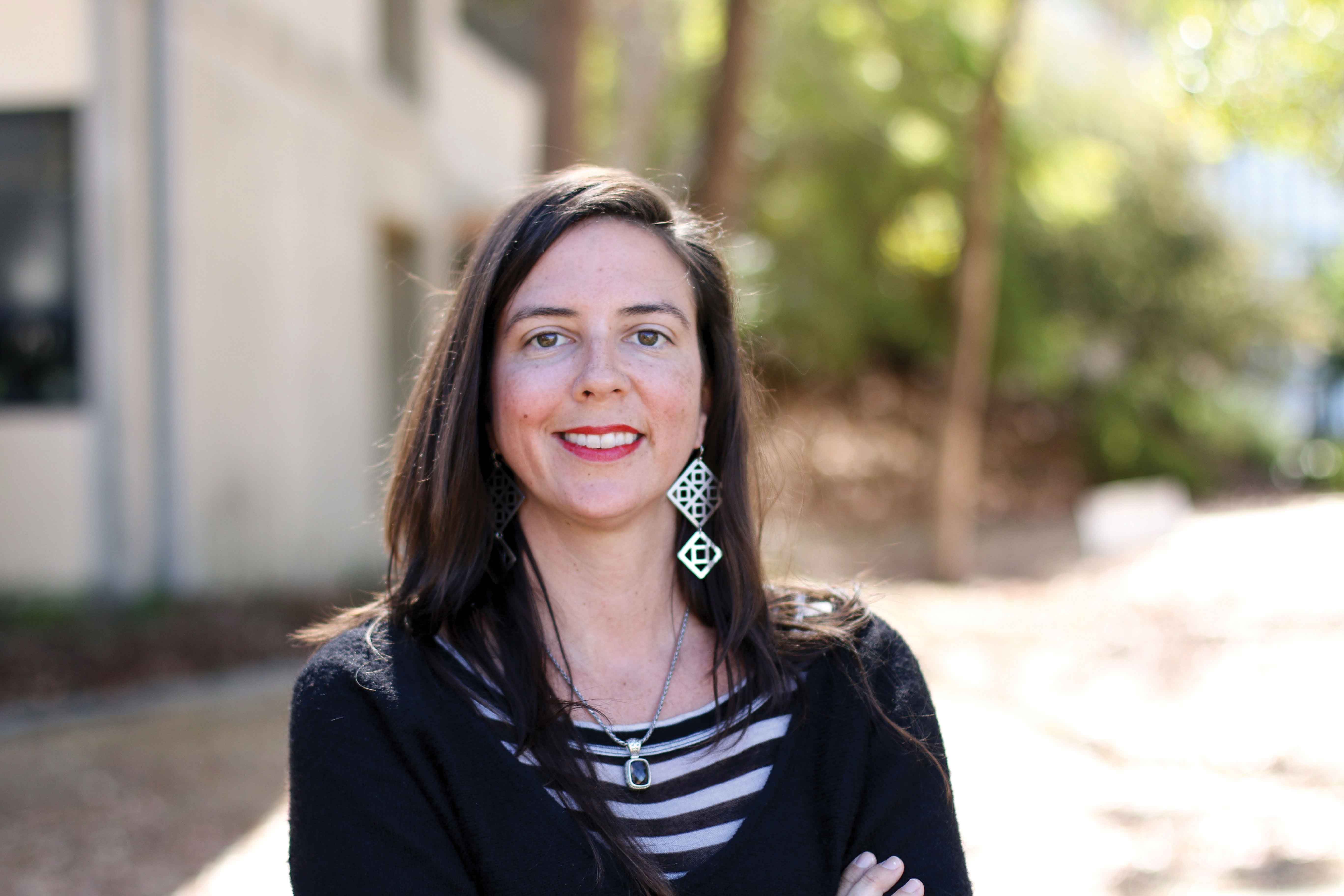 Cal Poly professor Colleen Carrigan smiles on campus