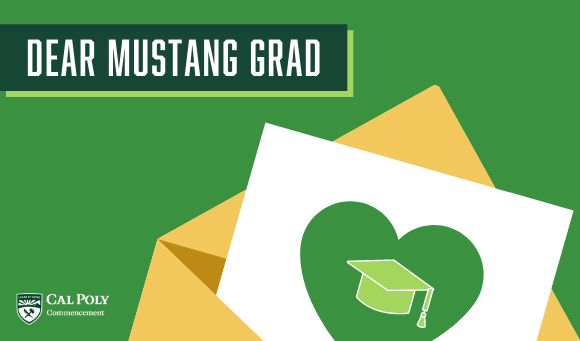 Illustration of a letter with text reading Dear Mustang Grad