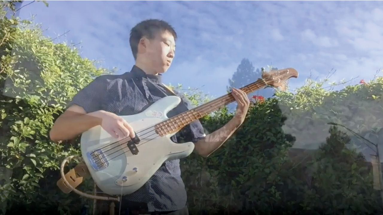 General engineering major Yale Yun, bassist for the Cal Poly Vocal Jazz Ensemble.