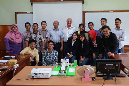 Barry Jones (center, in white shirt) with faculty and students at Ho Chi Minh University of Technology and Education.