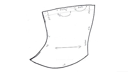 A black and white drawing of a protective face mask.