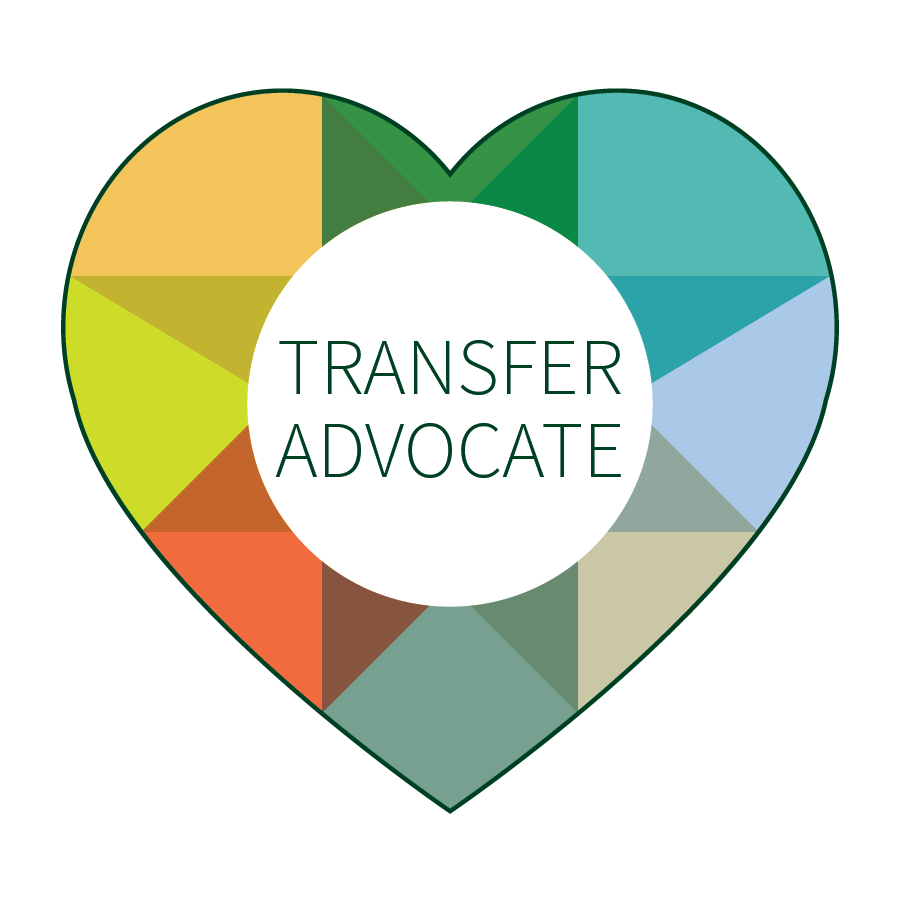 Heart-shaped graphic reading Transfer Advocate
