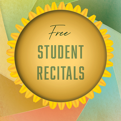 Illustration of a sunflower reading Free Student Recitals.