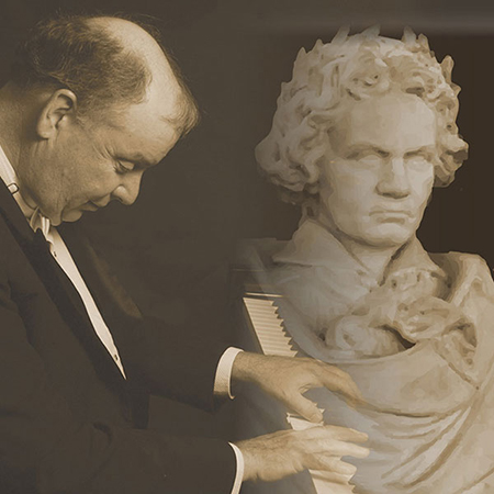 Collage with Terrence Spiller at the piano and a bust of Beethoven