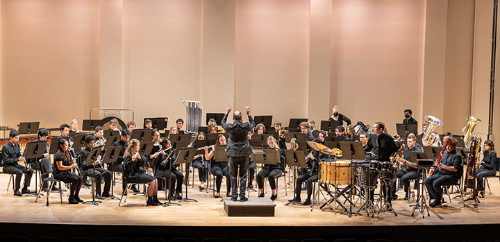 The Wind Ensemble performing on March 17 at the 2022 College Band Directors National Association Western/Northwestern Division Conference at the University of Puget Sound in Tacoma, Washington.