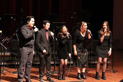 Members of the Vocal Jazz Ensemble at the Feb. 18 Winter Jazz Concert.