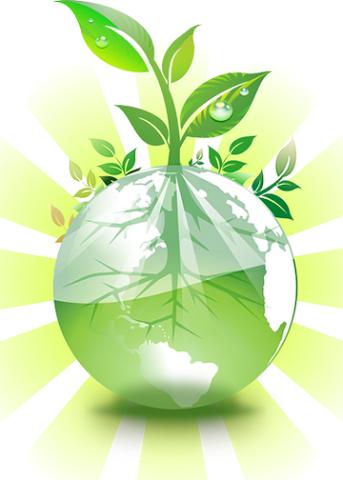 Climate change logo reveals plant details through drop of water 