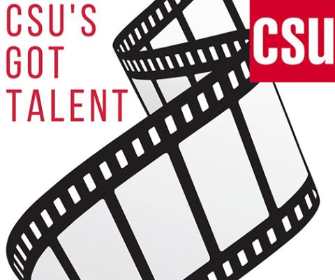 Logo of CSU has got talent showing a partial strip of film