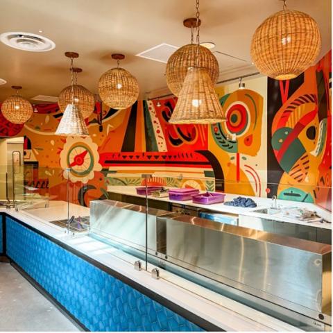 Picos eatery inside 1901 Marketplace features colorful decor 