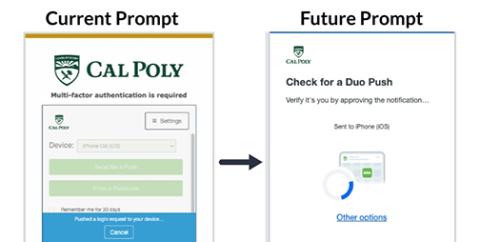 Cal Poly security Duo login has a new look and its old look