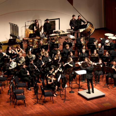 Cal Poly wind ensemble on stage