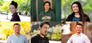 Images of six 2018 Cal Poly graduates as they pose for the camera.