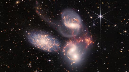 Image Stephan’s Quintet galaxies taken by the JWST. Image courtesy of NASA, ESA, CSA, and STScI. 