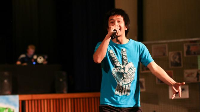 Student performing at Hip Hop Symposium