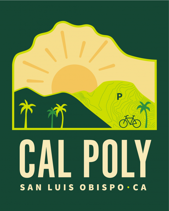 Graphic Image of Campus with the text Cal Poly San Luis Obispo, CA