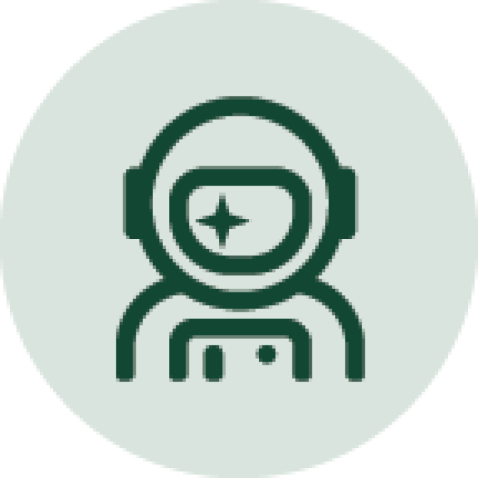line drawing icon of an astronaut