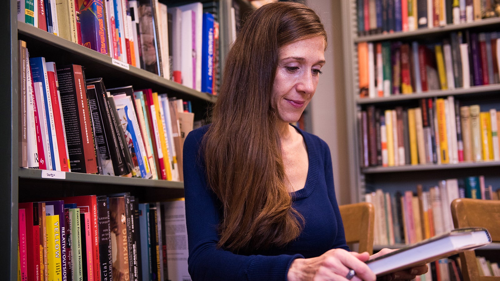 CLA Faculty member in library