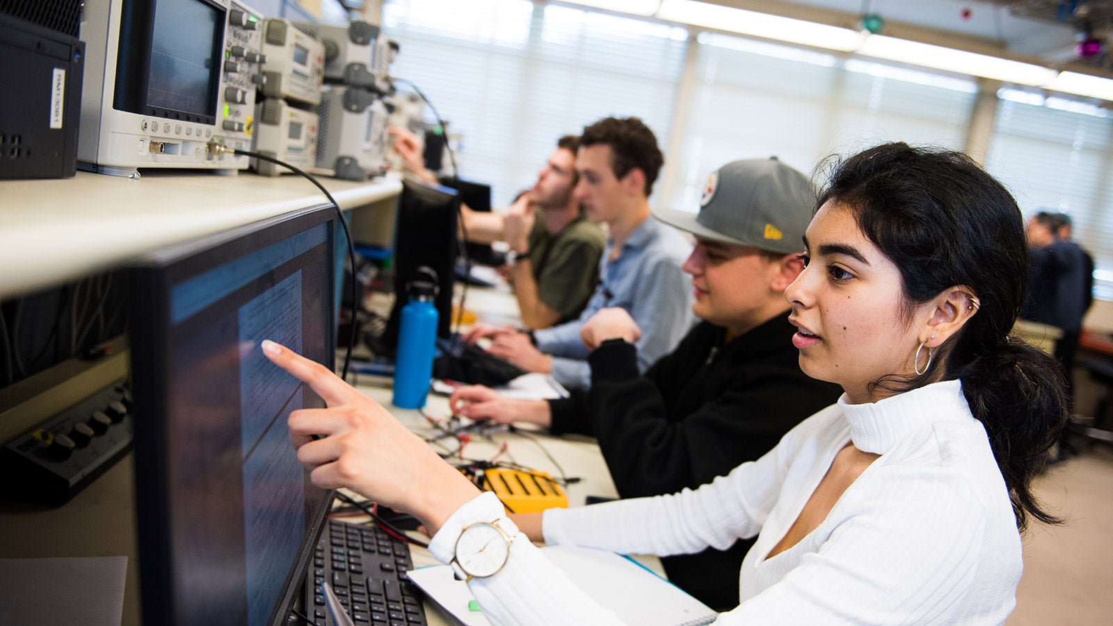 Electrical Engineering students in lab