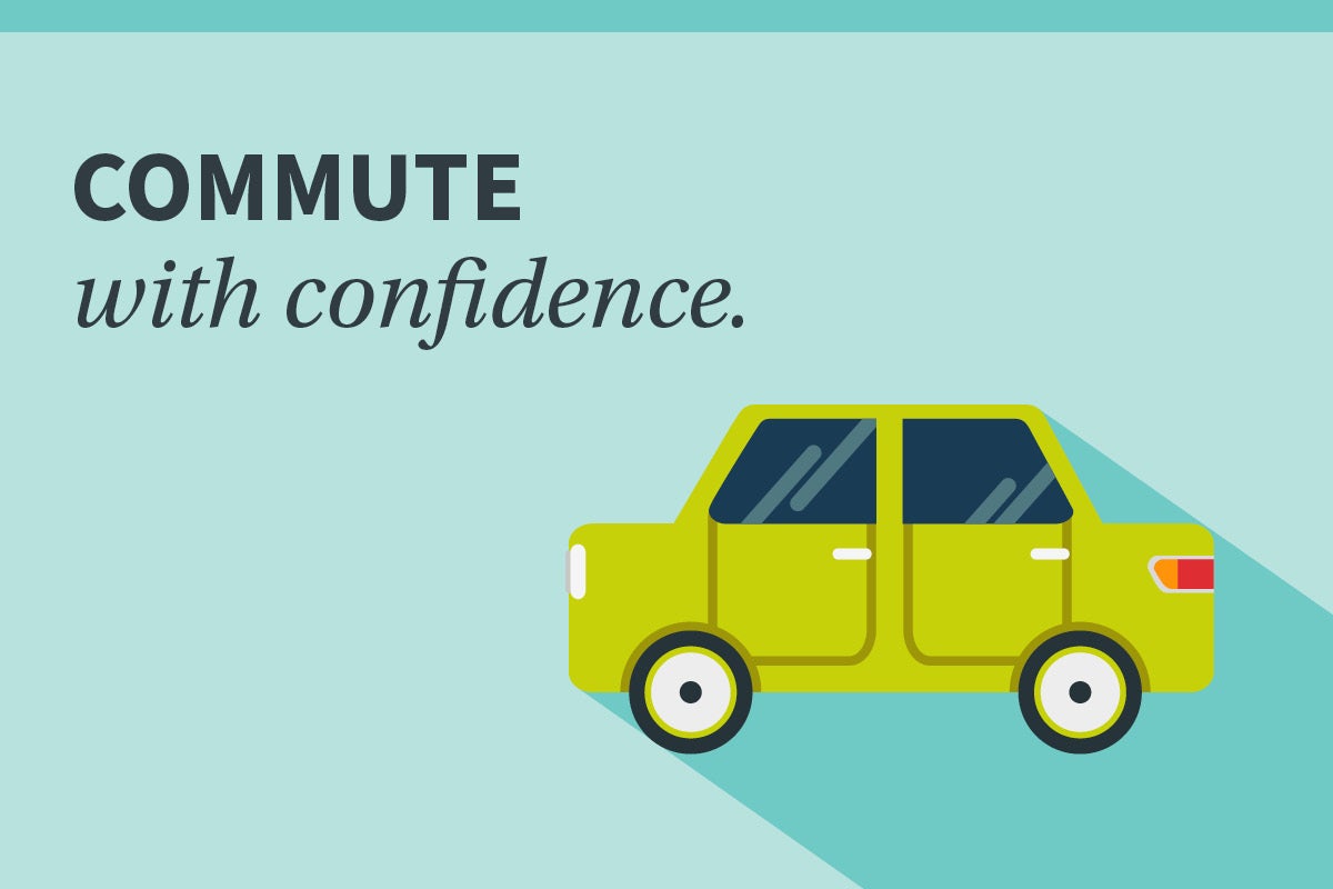Car with Commute with Confidence text
