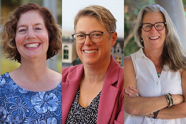 CENG SWE Awardees Helene Finger, Dean Amy Fleischer and Lizabeth Thompson