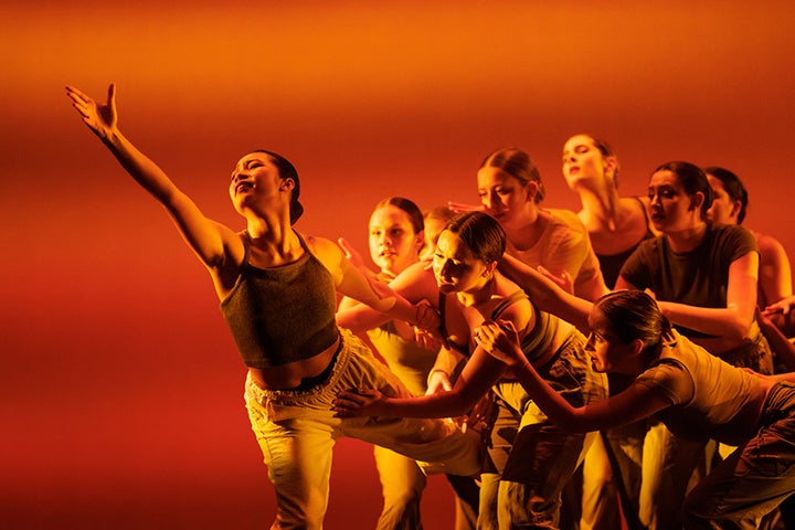 Students perform in Orchesis Dance Company’s winter concert, “Falling Forward."