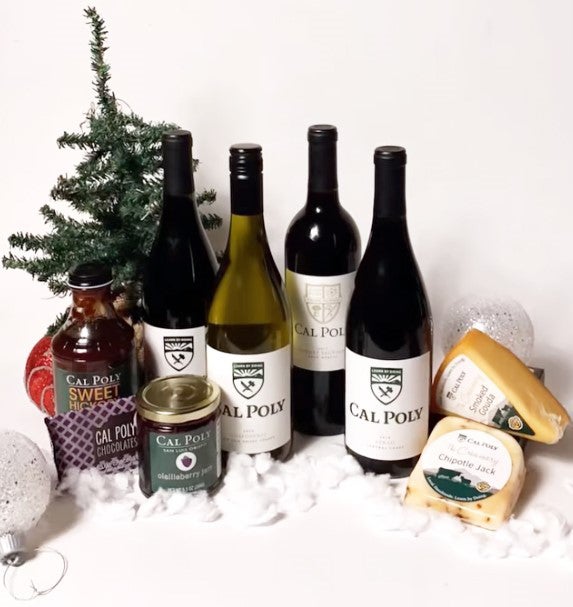 Cal Poly wine, cheese, jam and chocolate 