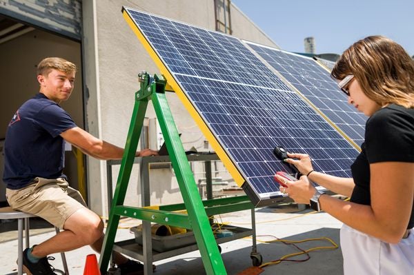 Students working on Gold Tree Solar Field