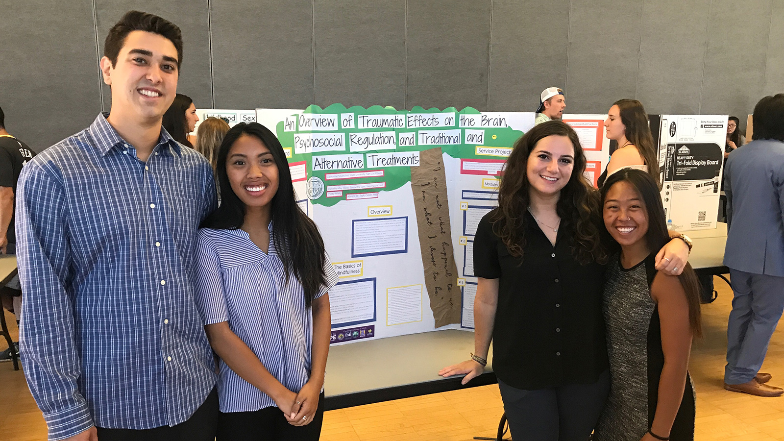 Psychology students presenting research project findings