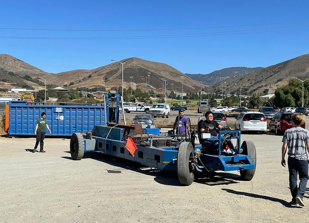 Jeremy Sim, a graduate student studying electrical engineering, drives the rig.