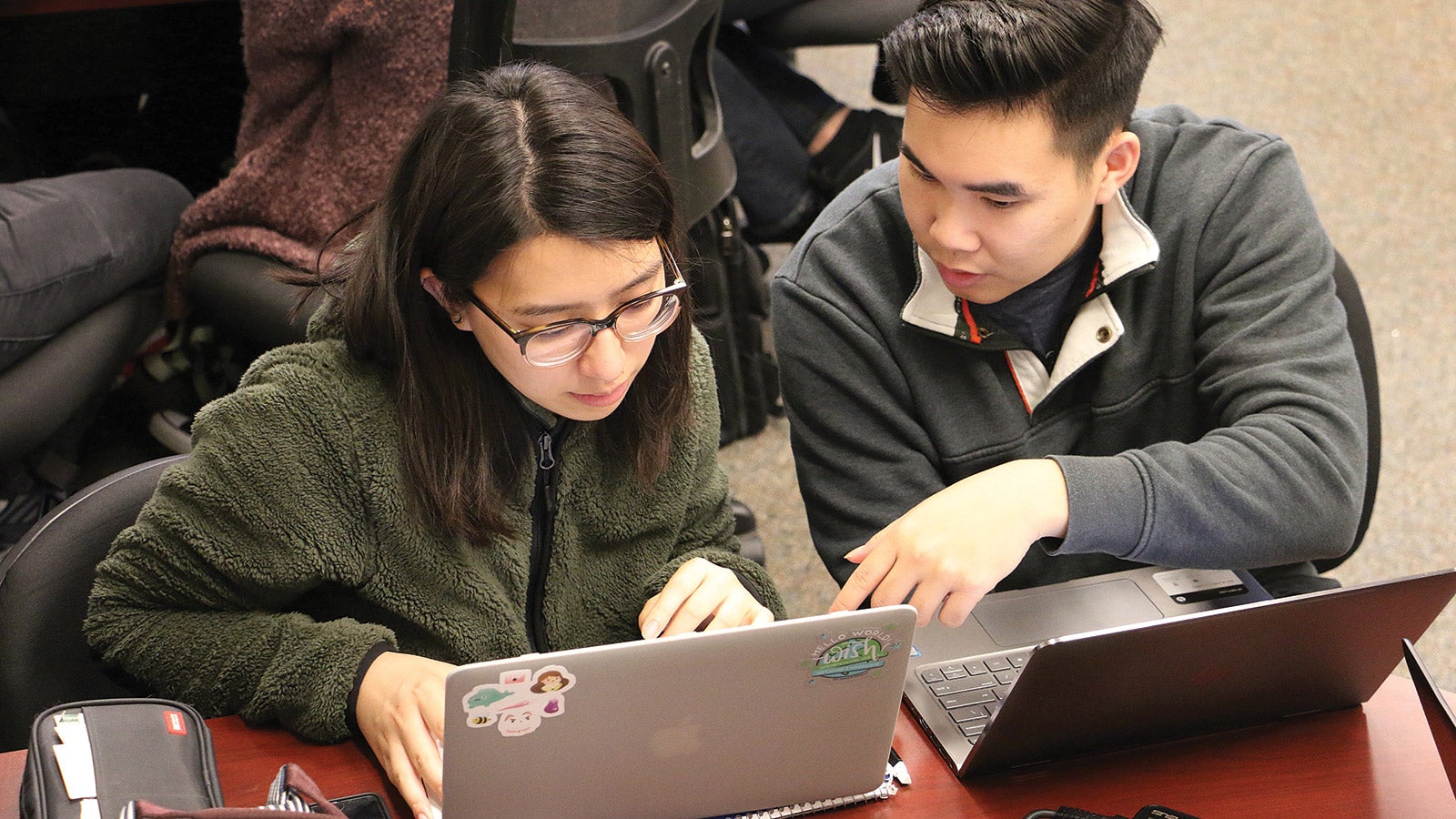 Computer Science students working together