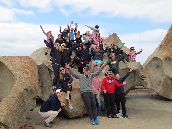 Students pose while on a Study Abroad trip.