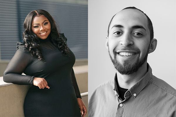 Portraits of scholarship recipients Naliah DuBose and Jordan Greenfield.