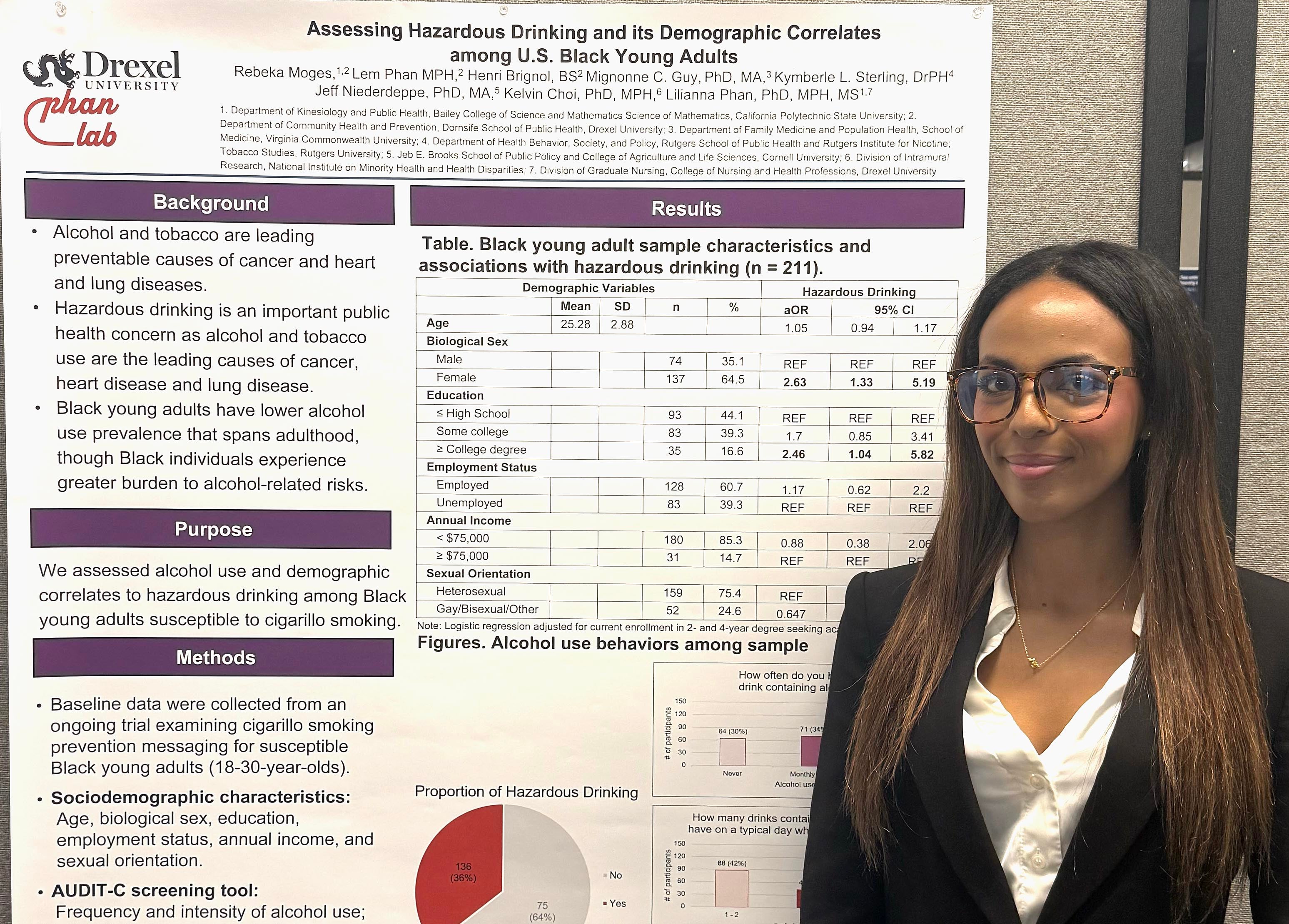 Rebeka Moges poses with a research poster.