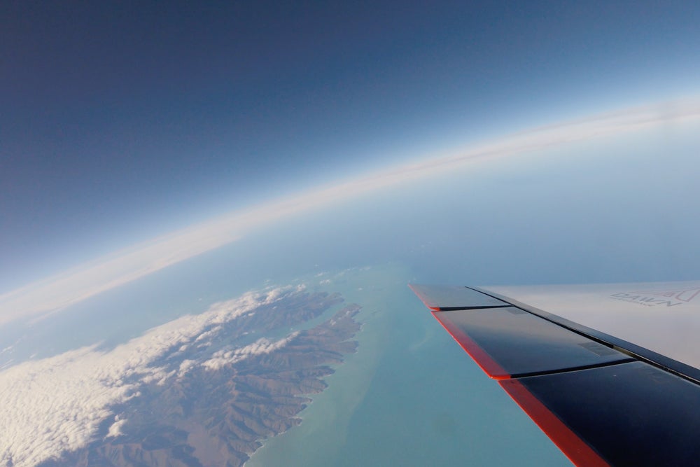 The view from a spaceplane at 37,000 feet altitude with the Earth below