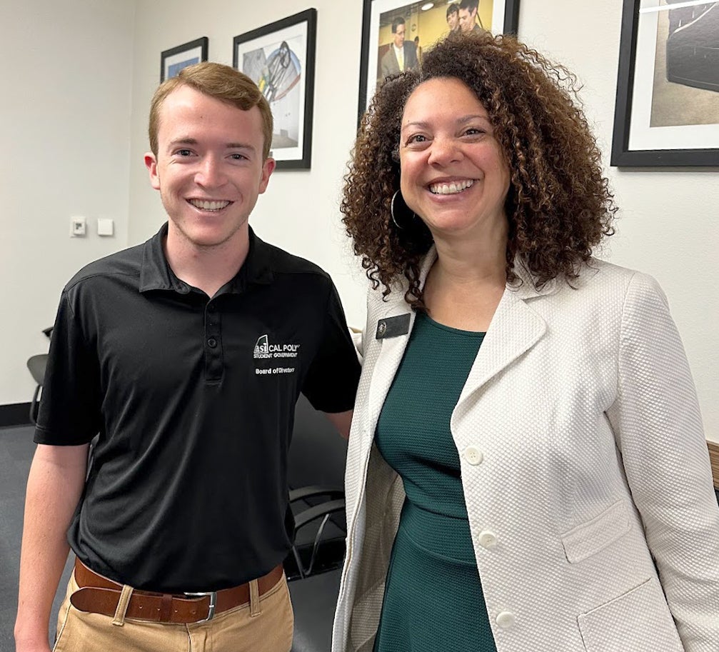 A student poses with the mayor of San Luis Obispo.