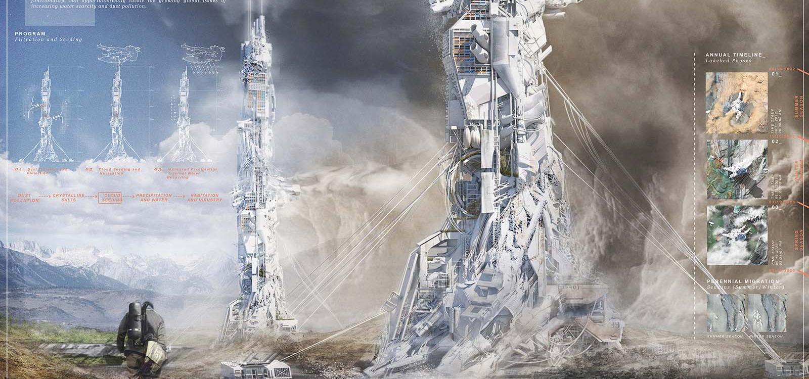 Render of high rise from Alexander Urasaki's "Infrastructures of Dust."