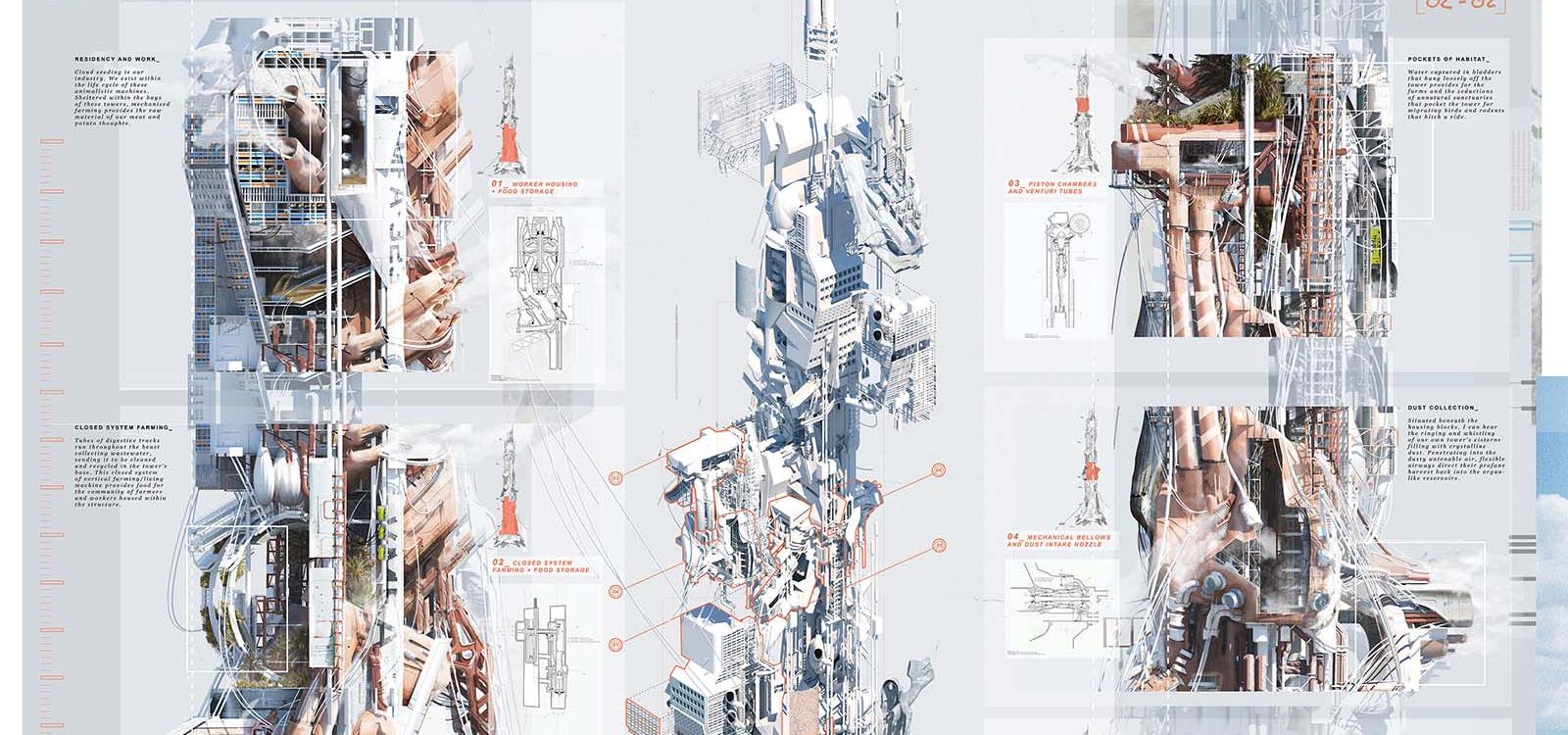 Render of high rise from Alexander Urasaki's "Infrastructures of Dust."