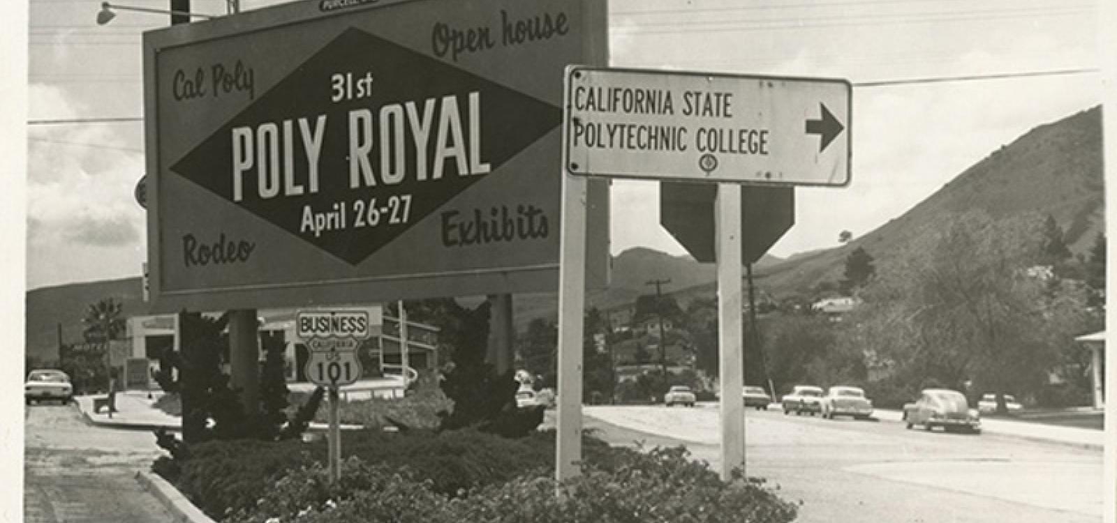 An advertisement for the 31st Poly Royal Rodeo on a billboard in San Luis Obispo.