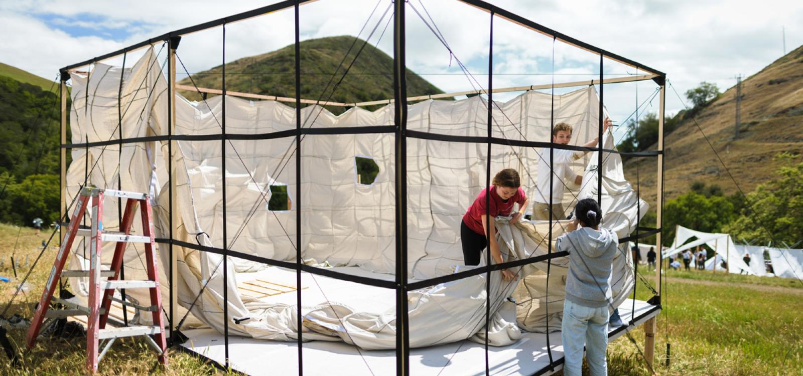 The "Content Captive" structure used more than 60 feet of canvas in its unique design 
