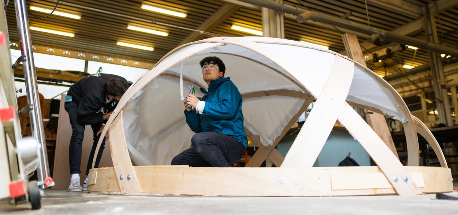 Students honed their designs in the College of Architecture and Environmental Design Support Shop for weeks before the event
